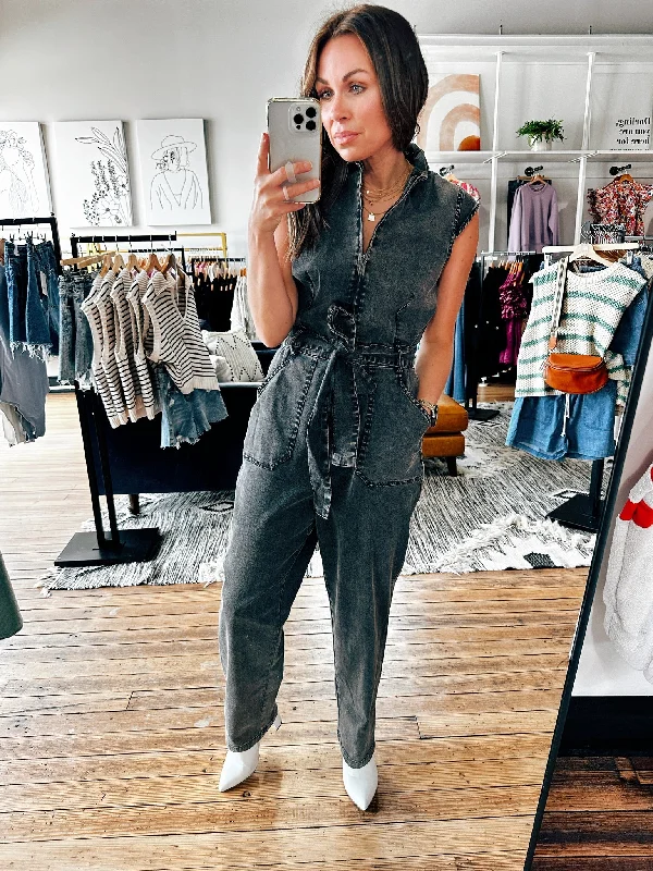 women's winter pantsBlack Cap Sleeve Jumpsuit