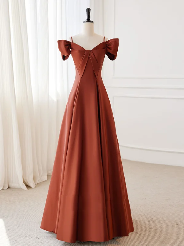 vintage prom dressesA-Line Satin Orange Long Prom Dresses, Orange Long Formal Dress