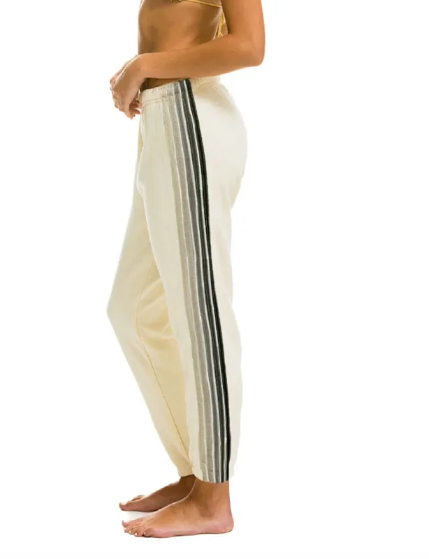 women's tall pants5 Stripe Womens Sweatpant, Vintage White/White Grey