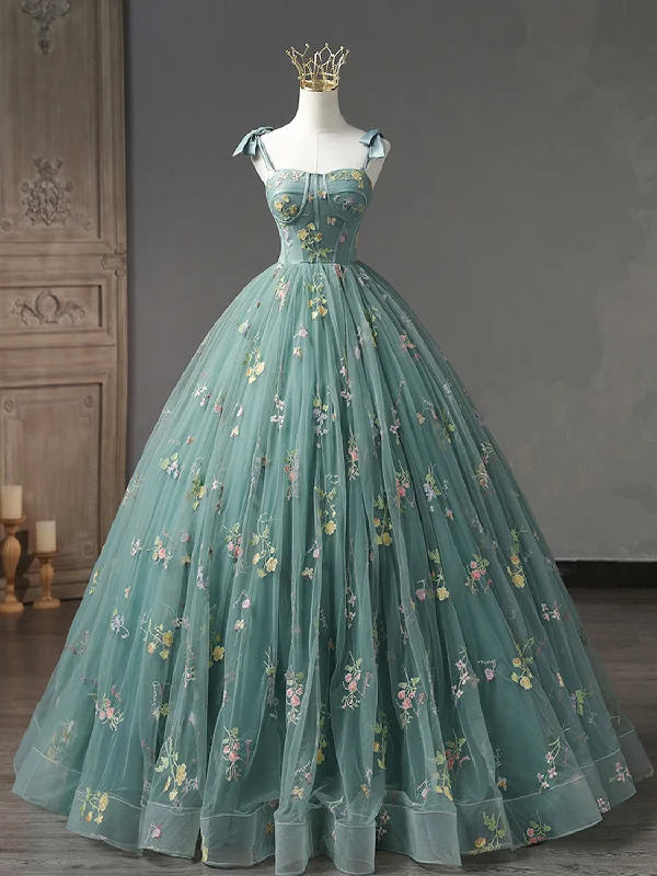 prom dresses with pocketsA-Line Sweetheart Neck Green Long Prom Dresses, Green Lace Formal Dress