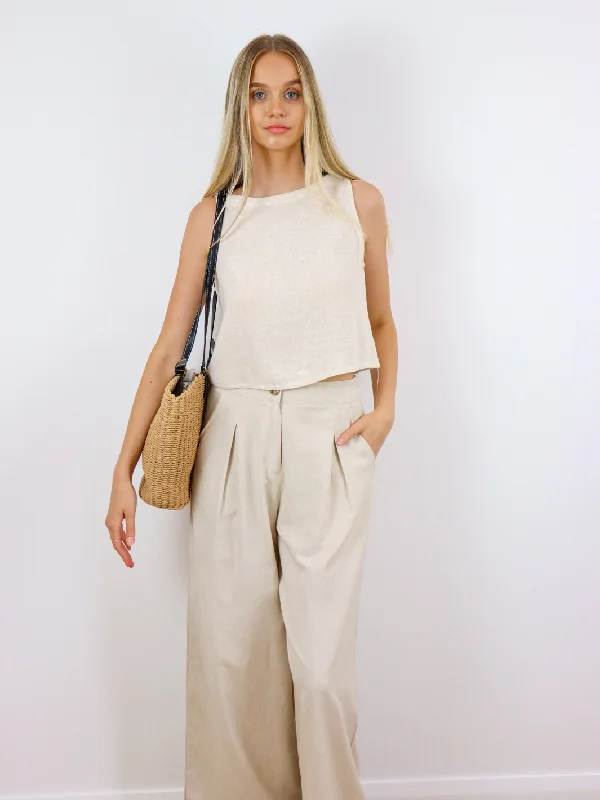 women's high-slung pantsMONTE LINEN PANT