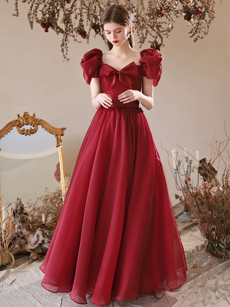 sparkly prom dressesA-Line Burgundy Tulle Long Prom Dress, Burgundy Formal Dress