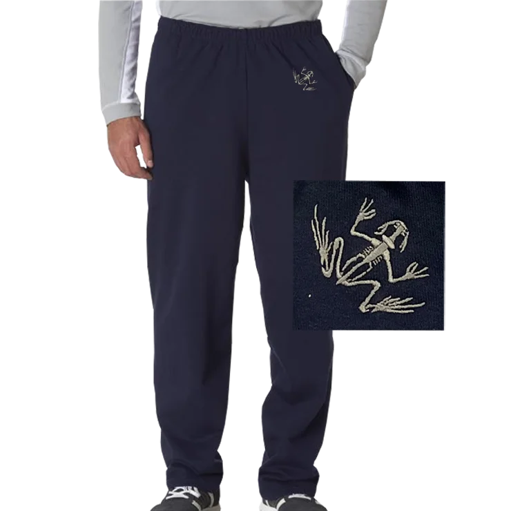 women's everyday pantsMen's Bone Frog Navy Open-Bottom Fleece Sweatpants