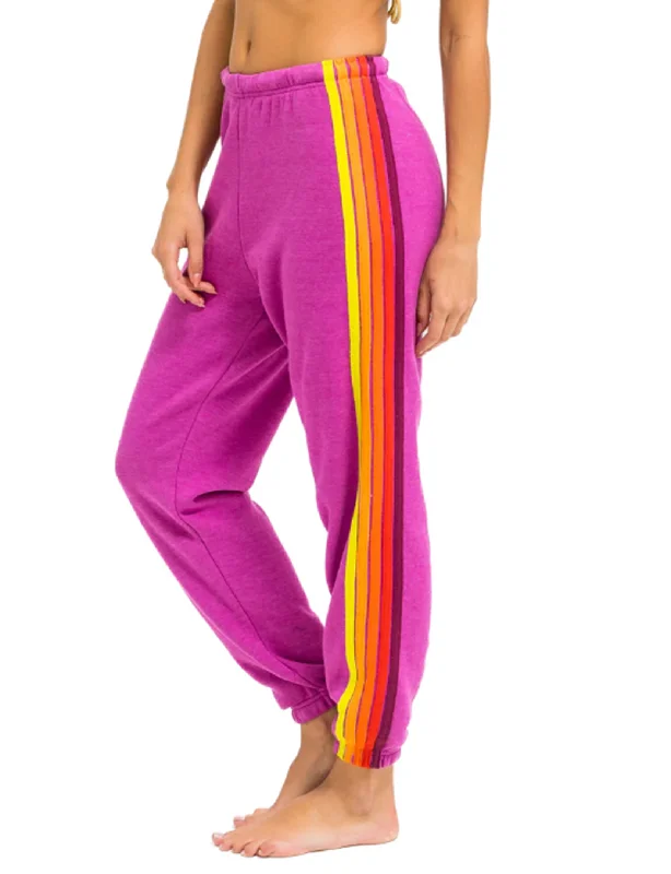 women's cropped pants5 Stripe Womens Sweatpant, Magenta/Orange Yellow