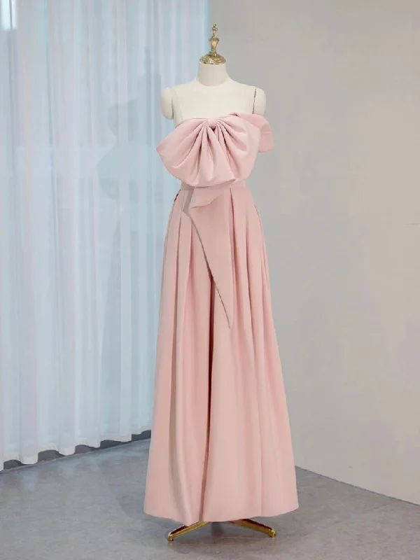 silk prom dressesA-Line Satin Pink Long Prom Dress, Pink Long Formal Dress