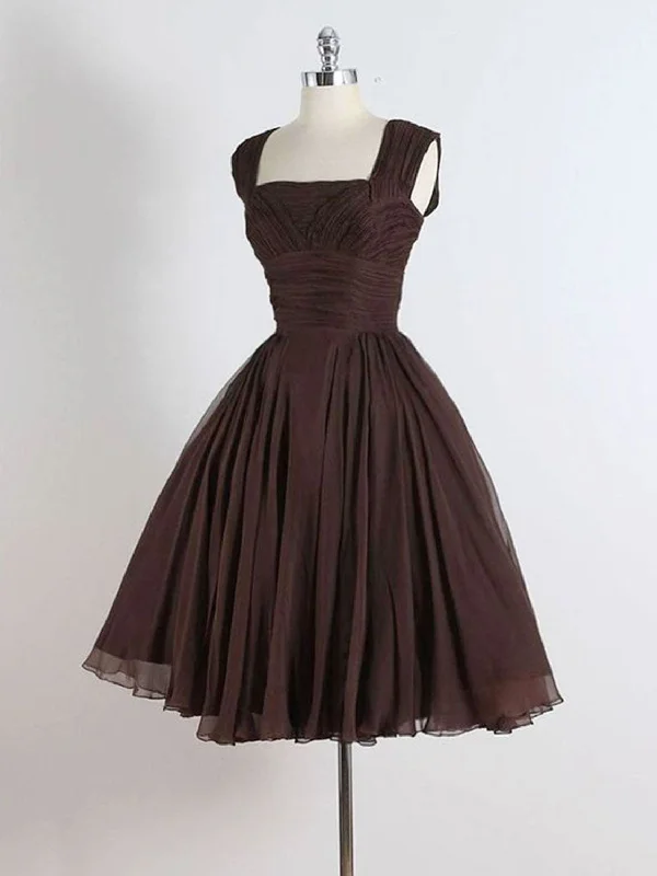 high-low prom dressesBrown A-Line Short Prom Dresses, Brown Short Formal Dress