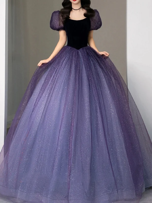 prom dresses for short girlsPurple Long Prom Dress, Ball Gown Purple Graduation Dress, sweet 16 dress