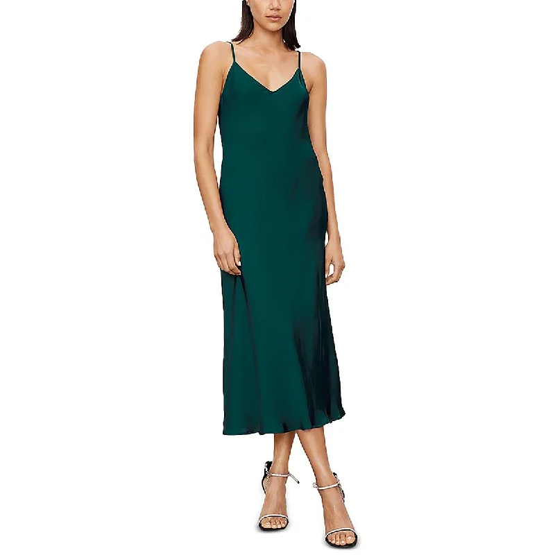 midi dresses for petitesWomens Shimmer Mid Calf Slip Dress