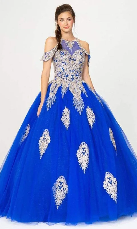 Formal Dress for Corporate AwardsEureka Fashion - 9088 Appliqued Halter Ballgown