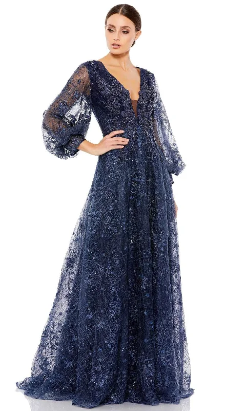 Formal Dress for Formal Day EventsMac Duggal 20283 - Long Sleeves Plunging V-neck Long Gown