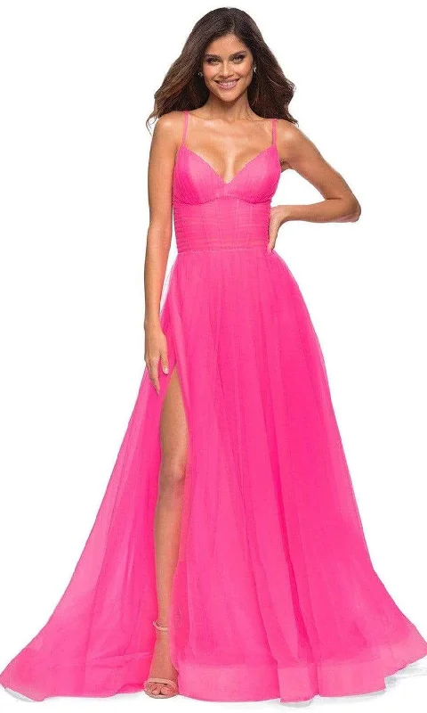 Formal Dress for Tennis TournamentsLa Femme - 30472 High Waisted A-line Tulle Gown