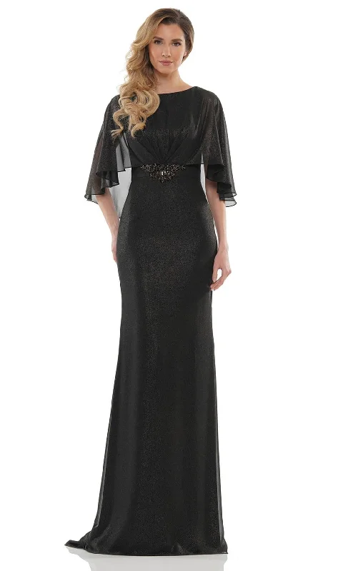 Formal Dress for Theater OpeningsMarsoni by Colors - MV1130 Glittered Fabric Poncho Sheath Gown