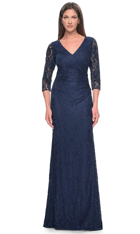 Formal Dress for Holiday PartiesLa Femme 30379 - V-Neck Lace Formal Dress