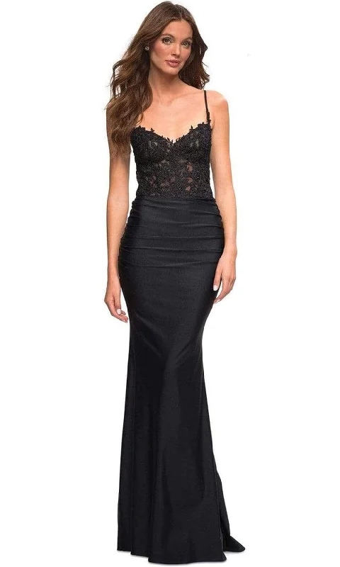 Formal Dress for Garden Party ThemesLa Femme - 30521 Lace Bodice Jersey Gown