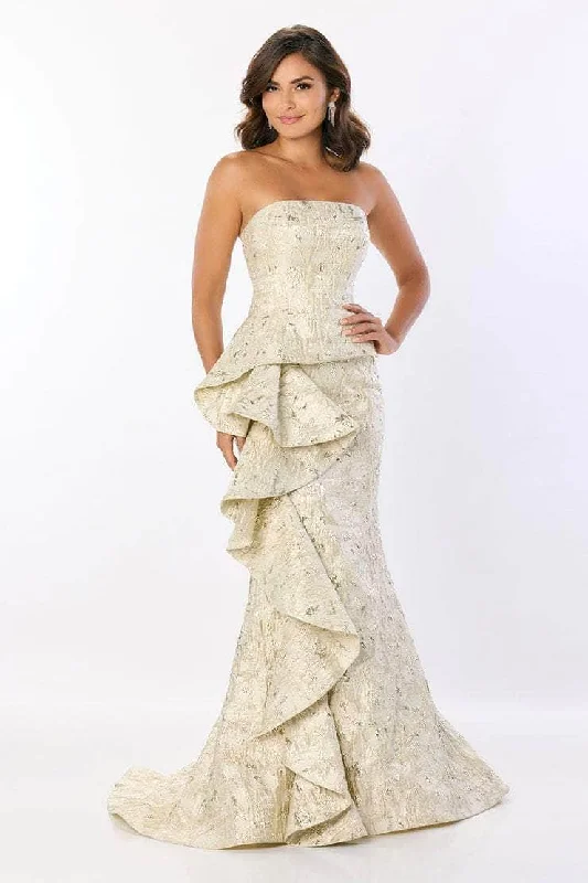 Formal Dress for Outdoor WeddingsMontage by Mon Cheri M2225 - Ruffle Detailed Straight Neck Gown