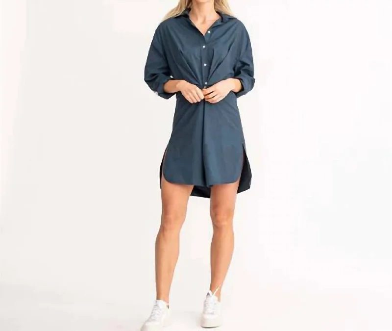 stretchy midi dressesLilli Shirt Dress In Midnight