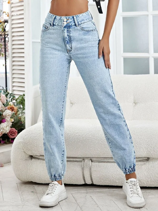 women's relaxed-fit denim jeansHigh Waist Jeans with Pockets