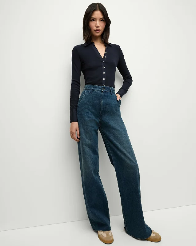 women's denim jeans with sequinsTaylor Slant-Pocket Wide-Leg Jean