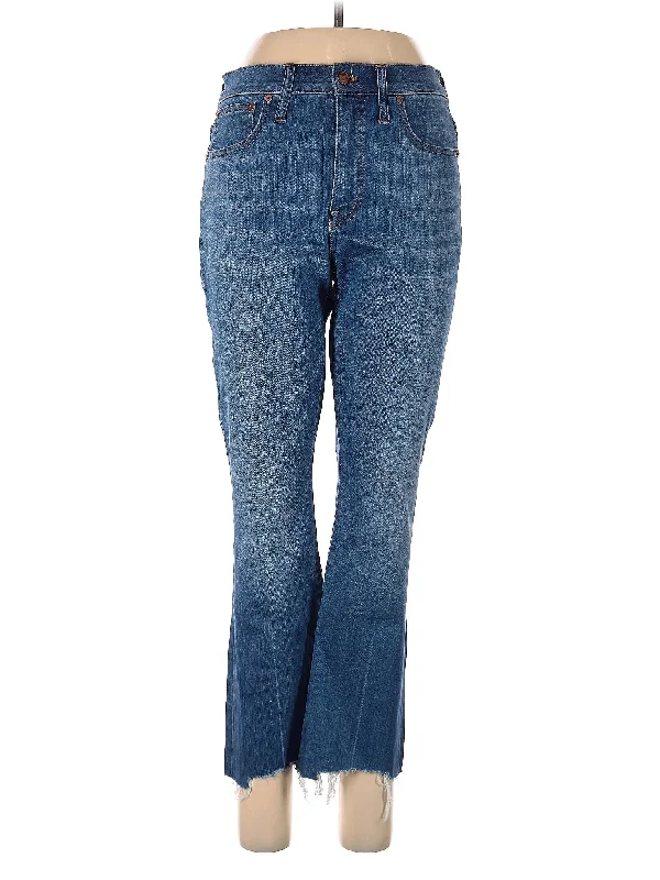 women's grey denim jeansHigh-Rise Bootleg Jeans in Medium Wash