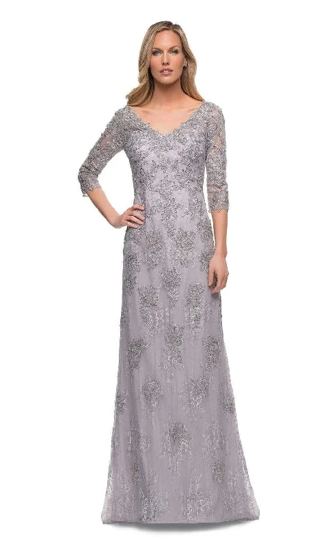 Formal Dress for Charity BallsLa Femme - 29379 Quarter Sleeve Lace Formal Dress