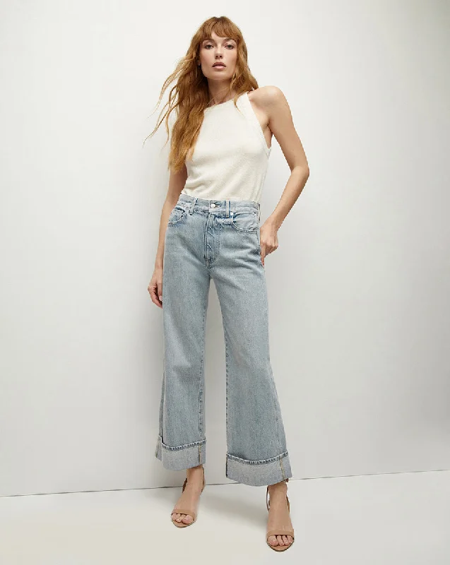 women's denim jeans with patchesTaylor Cuffed Cropped Wide-Leg Jean