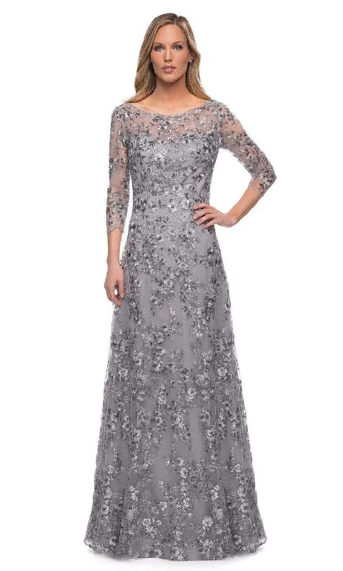 Formal Dress for Sailing RegattasLa Femme - 29903 Floral Embroidered Sheer Sleeve Gown