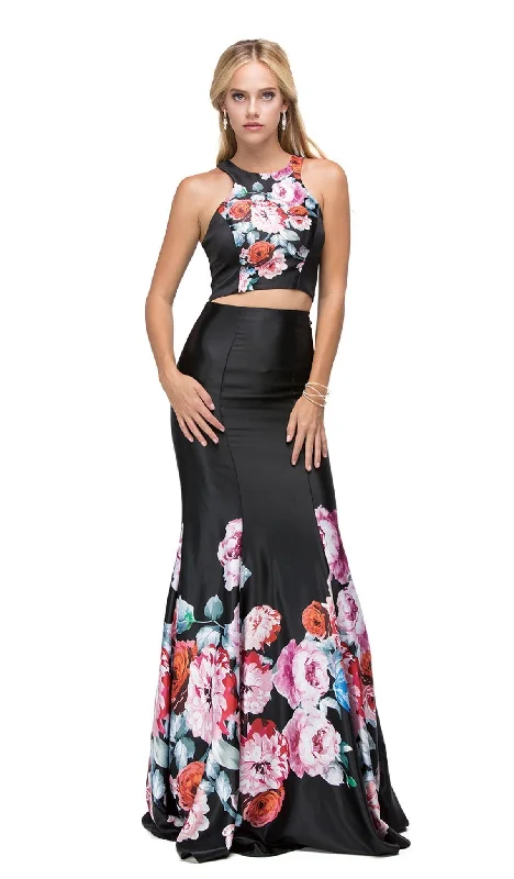 Formal Dress for Ballet PerformancesDancing Queen - 9904 Two-Piece Floral Multi-print Formal Dress