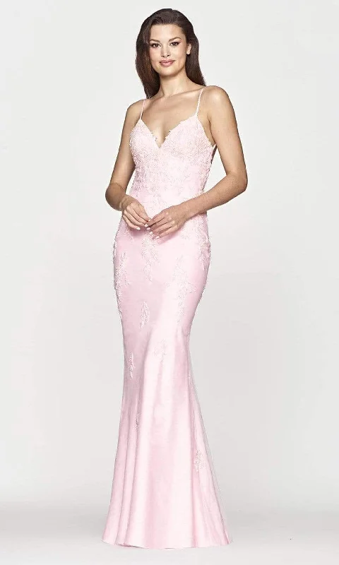 Formal Dress for Film PremieresFaviana - S10633 V-Neck Open Back Trumpet Gown