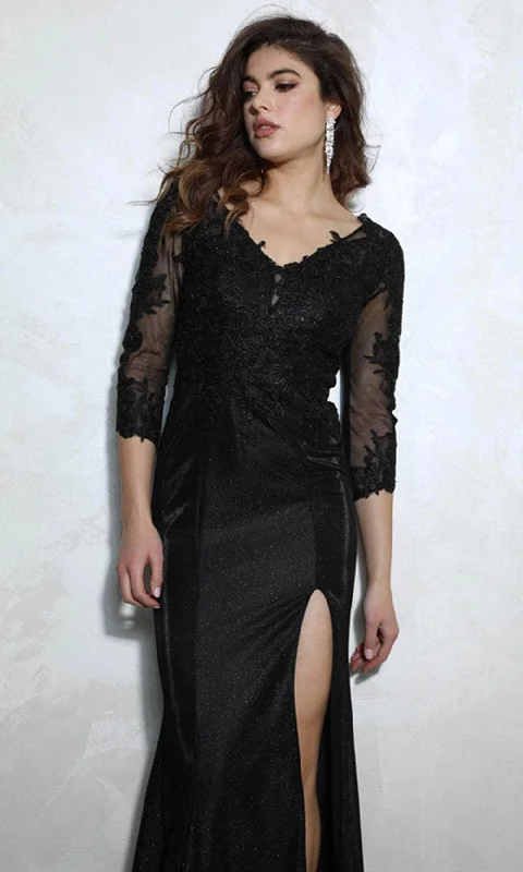 Formal Dress for Oscar NightsEureka Fashion 9970 - Embroidered Quarter Sleeve Formal Gown