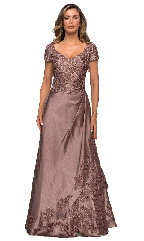 Formal Dress Trends 2023La Femme - 27033 Floral Satin A-Line Mother of the Bride Gown