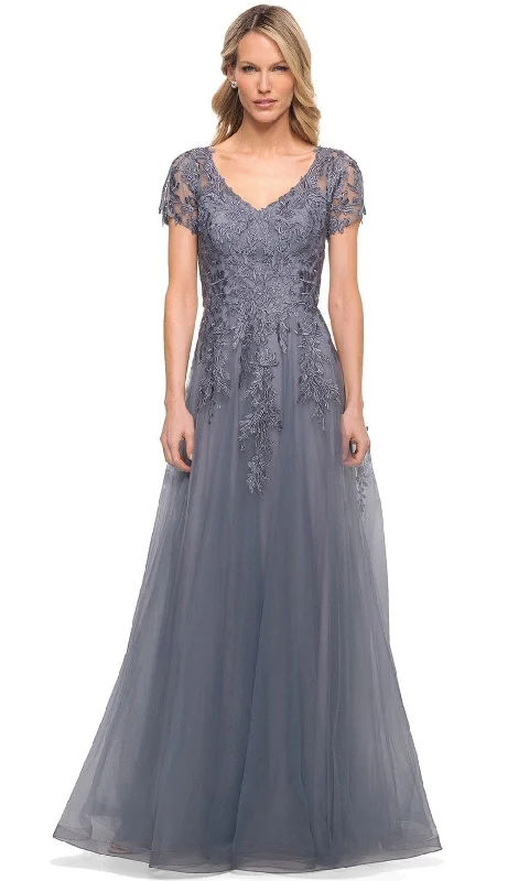 Formal Dress for Urban ThemesLa Femme 29164 - Lace Tulle A-Line Long Mother of the Bride Gown