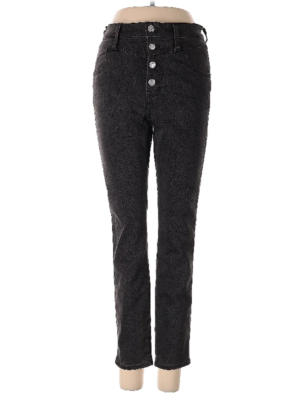 women's denim jeans with buttonsHigh-Rise Straight-leg Jeans