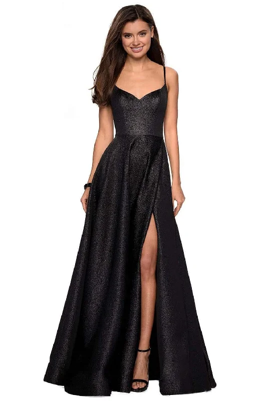 Plus Size Formal Dresses OnlineLa Femme - 27619 Metallic A-Line High Slit Gown