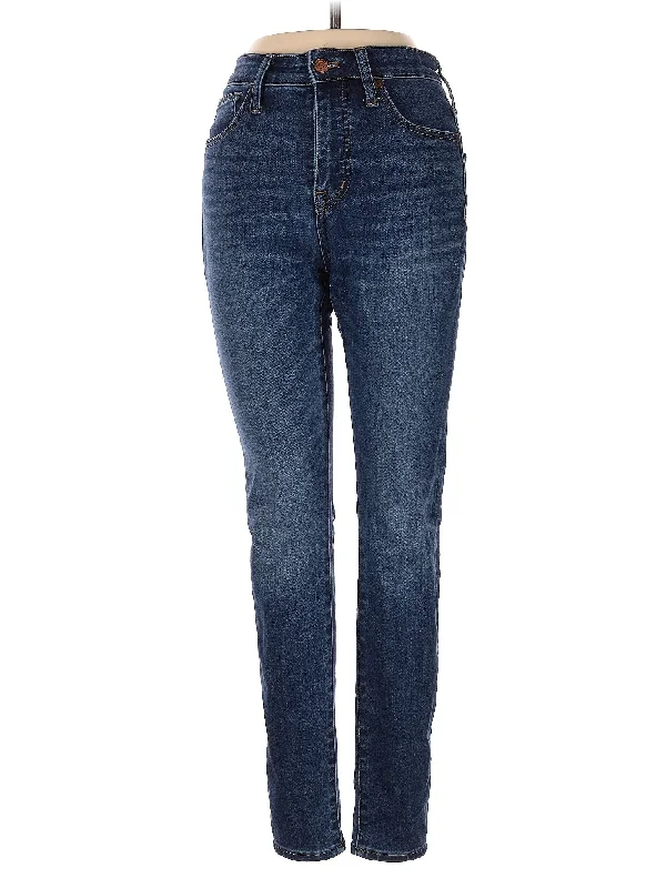 women's acid-washed denim jeansHigh-Rise Skinny Jeans in Dark Wash