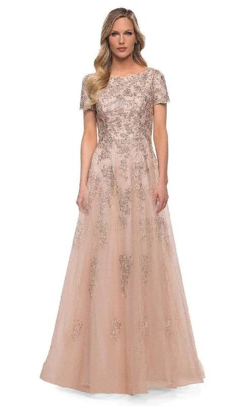 Formal Dress for Golden GlobesLa Femme - 29290 Floral Embroidered Tulle Mother of the Bride A-line Gown