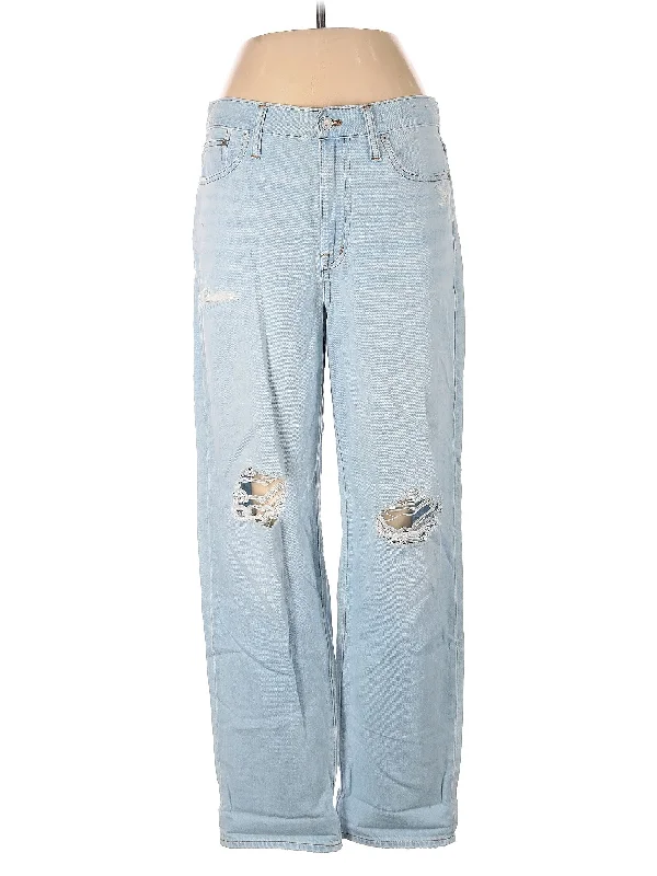 women's denim jeans with frayed edgesHigh-Rise Wide-leg Jeans in Light Wash