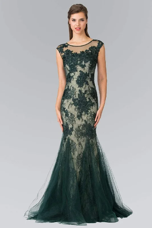 Formal Dress for New Year's EveElizabeth K - GL2276 Sleeveless Illusion Tulle Trumpet Gown