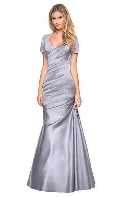 Formal Dress for Golf TournamentsLa Femme - 26947 Short Sleeve Pleat-Textured Trumpet Gown