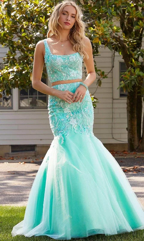 Formal Dress for Polo MatchesMori Lee 47043 - Two-piece Sleeveless Square Neck Long Gown