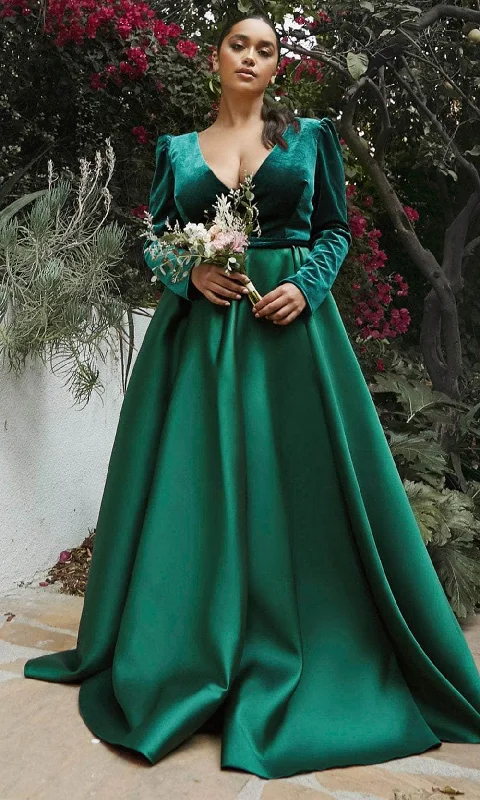 Formal Dress for Cultural FestivalsLadivine CD226C - Velvet Satin A-line Long Gown