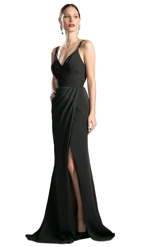 Formal Dress for Opera NightsCinderella Divine - KC1850 Sleeveless Wrap Bodice Drape-Detailed Gown