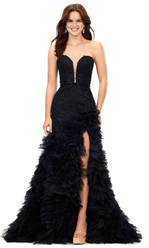 Formal Dress for Winter Formal EventsAshley Lauren 11377 - Sweetheart Ruffled Trumpet Gown