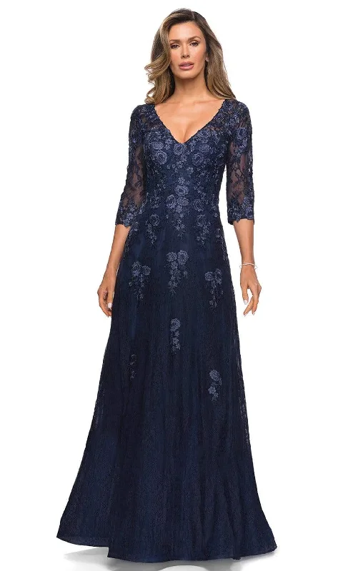 Formal Dress for DebutantesLa Femme - 28000 Floral Lace Long Mother of the Bride Gown