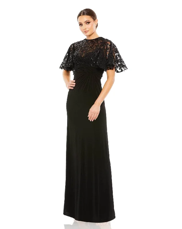 Formal Dress for Business EventsMac Duggal 68002 - Embroidered Lace Neckline Formal Dress