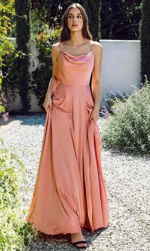 Custom Formal Dress TailorsEureka Fashion 9916 - Seamed Sleeveless Cowl Neck Long Gown