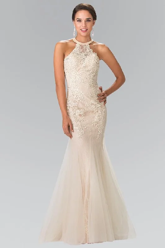 Formal Dress for Summer WeddingsElizabeth K Bridal - GL2243 Lace Halter Mermaid Gown