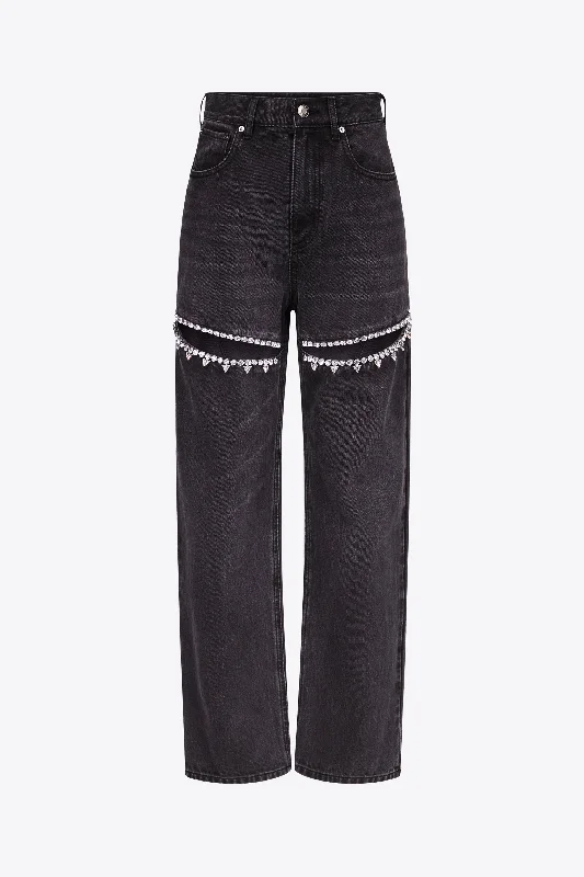 women's black denim jeansCrystal Slit Jean