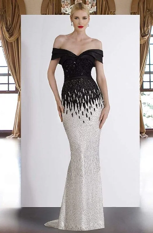 Formal Dress for Corporate AwardsJanique - A18375 Draped Off Shoulder Mermaid Gown