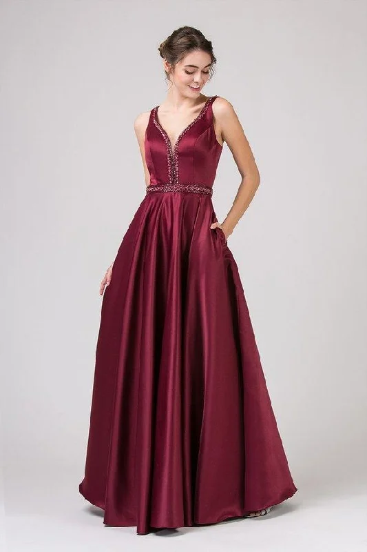 Formal Dress for Winter WeddingsEureka Fashion - 9010 Sleeveless Beaded Embellished Satin A-Line Gown