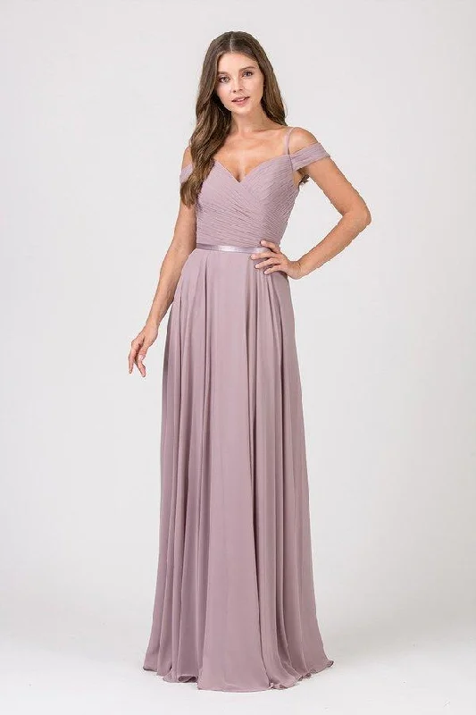 Formal Dress for Day WeddingsEureka Fashion - 7611 Long Ruche-Textured Bodice A-Line Gown